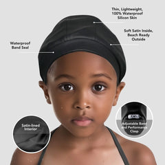 Hairbrella Satin-Lined Waterproof, Adjustable Kid's Swim Cap, Sunbeam Bundle (2)
