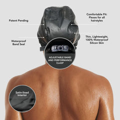 Hairbrella Satin-Lined Waterproof, Adjustable Men's Swim Cap